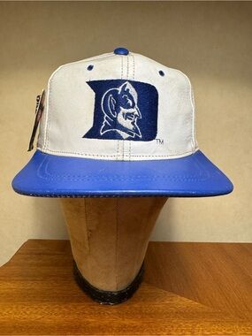 Vintage 80s 90s Duke Blue Devils Leather Hat Universal Headwear NWT Korea Rare